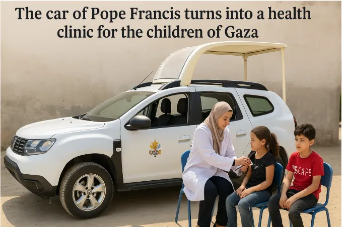 The Car of Pope Francis Turns into a Health Clinic for the Children of Gaza